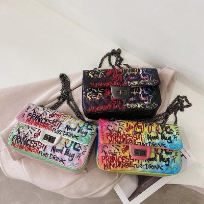 China 2021 latest hot sale fashion graffiti pattern ladies handbag women fashion purse shoulder bag handbags for sale