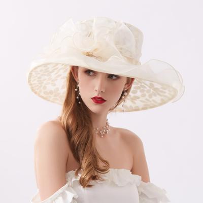 China Wholesale Hot Selling Character Luxury Organza Church Party White Kentucky Derby Hats For Lady Hat for sale