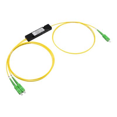 China Single Mode 1X2 PLC Fiber Splitter With SC APC Fiber Connectors for sale