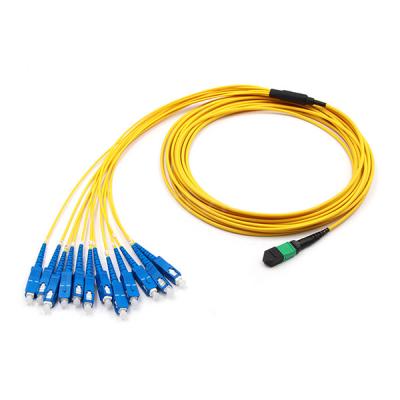 China Data Center MPO Breakout Cable 12 Fibers With A 2.0mm Single Mode 9/125 OFNP Plenum for sale