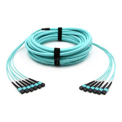 China Female to Female 6 x MPO Trunk Cable Assembly 72 Fibers OM3 OFNR Aqua Jack for sale