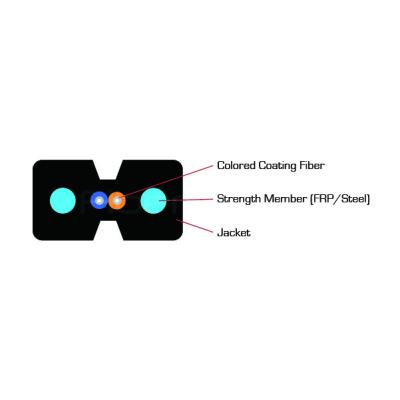 China Lightweight FTTH Optical Fiber Cable Bow Type Drop Cable 2 Core for sale