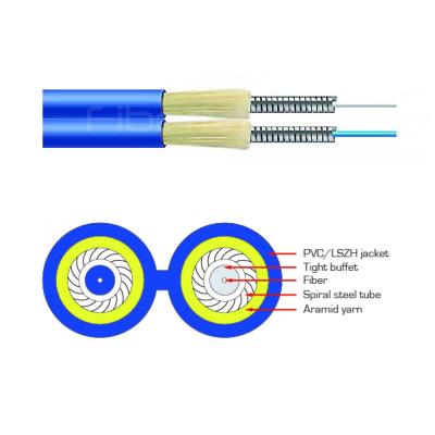 China GJSFJBV Duplex Armored Fiber Optic Cable 2 Core For LAN Backbones for sale