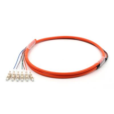 China LC UPC 6 Cores PVC Bundle Fan Out Fiber Optic Cable Multimode OM1 Orange Jacket for sale