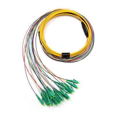 China LC APC 24 Cores OFNR W/2 Tight Buffer Fiber Optic Cable Single Mode OS2 Yellow Jacket for sale