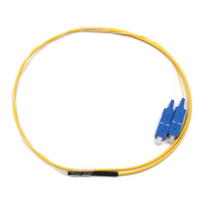 China SC/UPC 2 Cores PVC Tight Buffer Fiber Optic Pigtail Single Mode 9/125um Yellow Jacket for sale