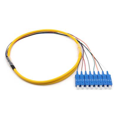 China SC UPC 8 Cores PVC Bundle Fan Out Fiber Cable Single Mode OS2 Yellow Jacket for sale