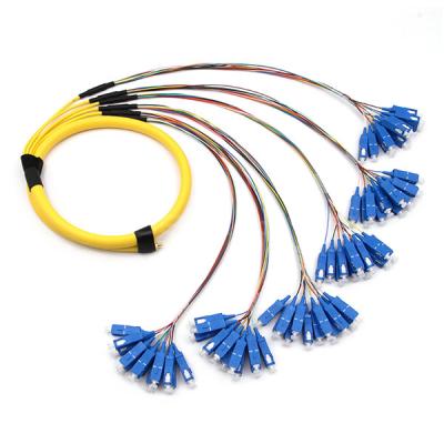 China SC UPC 72 Cores OFNR W/6 Bundles Breakout Fiber Optic Cable Single Mode OS2 Yellow Jacket for sale