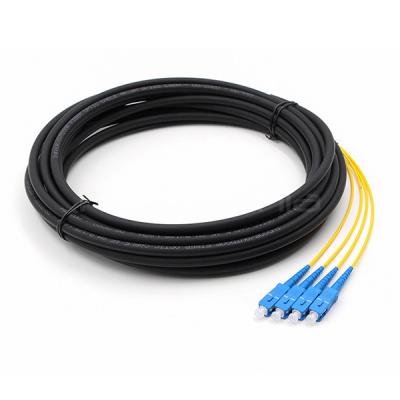 China SC UPC 4 Cores Waterproof Fiber Optic Pigtail Single Mode OS2 PE Black Jacket for sale