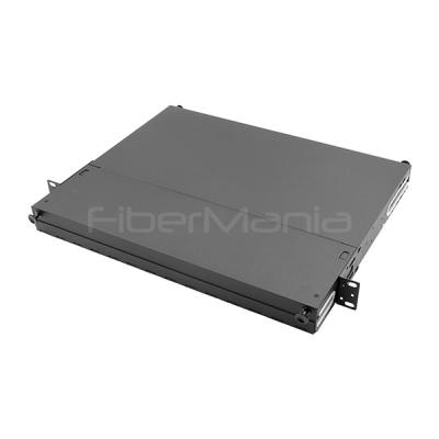 China 19 Inch 1U Fiber Optic Patch Panel Rack Mount 3 LGX Adapter Panels With 2 Spool for sale