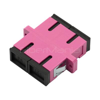 China SC UPC To SC UPC OM4 Multimode Duplex Plastic Fiber Optic Adapter – Violet for sale