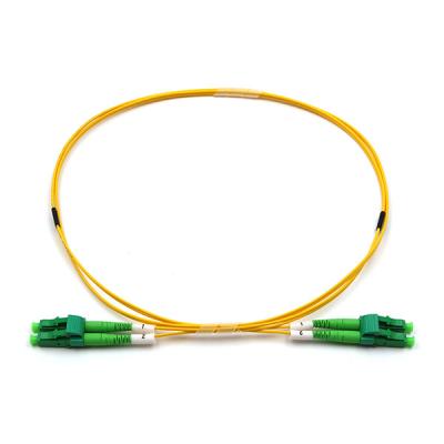 China LC APC To LC UPC Patch Cord Duplex Single Mode OS2 OFNR 1.2mm Yellow for sale