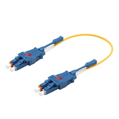 China Yellow High Speed Fiber Optic Cable LC UPC To LC UPC Uniboot Patch Cord With Pull Tab for sale