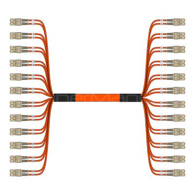 China SC To SC 24 Strand Multimode 62.5/125  OFNR Breakout Cable 3.0mm Orange for sale