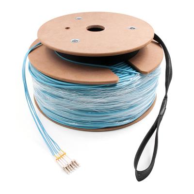 China LC To LC 6 Strand Multimode OM3 OFNR Breakout Cable 3.0mm Aqua for sale