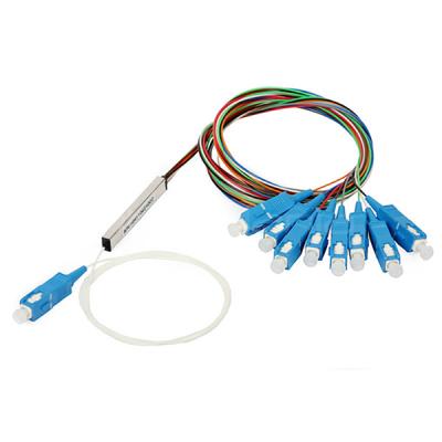 China 1X8 PLC Splitter Stahlrohr 0,9mm Kabel mit SC/UPC Faseranschlüssen zu verkaufen