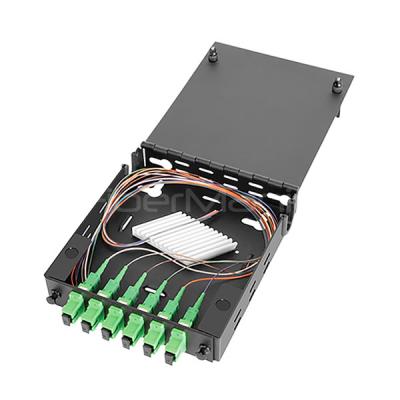 China Wall Mount Fiber Enclosure With Splicing Module and 6 Ported SC/APC LGX Adapter Panel for sale