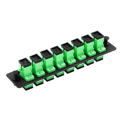 China SC Adapter Patch Panel 8 Ports Loaded With 8 SC APC Simplex Single Mode Adapters Black for sale