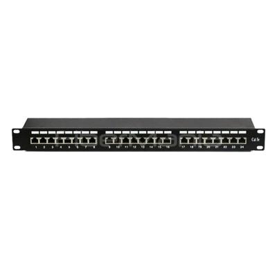 China 19 inch 1U CAT.5E FTP Patch Panel, 24 Ports, Dual IDC, Black Color for sale