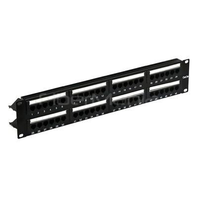 China 19'' 2U CAT.5E UTP Unshielded 48 Port Copper Patch Panel With Label Mark, Dual IDC, Black for sale