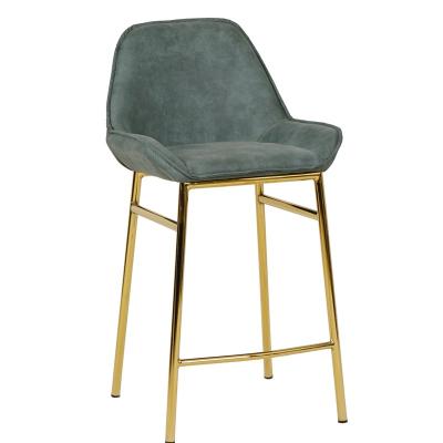 China Modern Luxury Modern High Back Chair Bar Stool Gold Legs Soft Velvet Bar Chair for sale