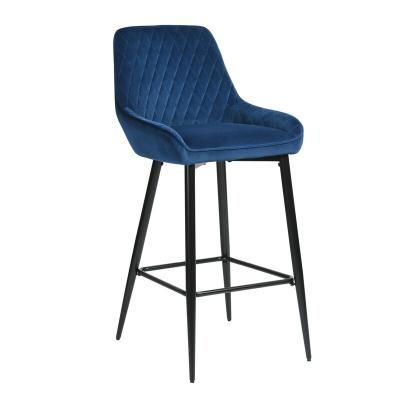 China Leisure modern home use bar stool cafe velvet fabric armless modern bar chair for sale