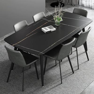 China Modern Home Furniture 6 Seater Restaurant Table Vintage Industrial Black Marble Dining Table For Sale for sale