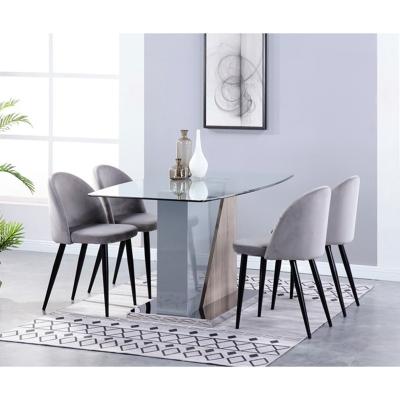 China Dark Gray Dining Table And Chair Set Of Wholesale Cheap Stable Dining Room Furniture for sale