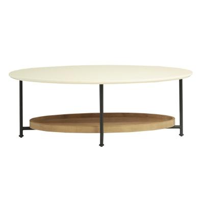 China Nordic MDF Top Tea Table Double Tea Table Living Room Furniture White Style Coffee Table With Metal Legs for sale