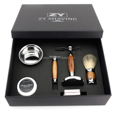 China ZY Blade Single Men's Luxury Shaving Tool All In The Blade Set Soap Cup Holder Brush Razor Ideal Current Hairdresser for sale