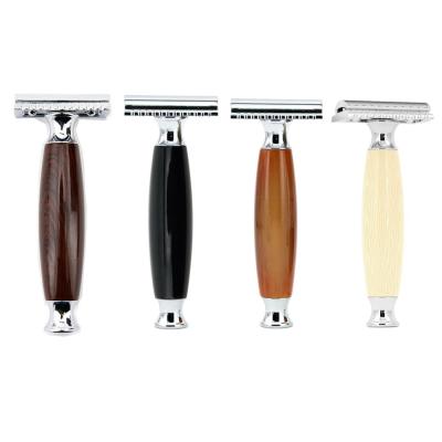 China Single Blade ZY Handle Double Edge Manual Blade Alloy Wooden Barber Shaving Safety Razor for sale