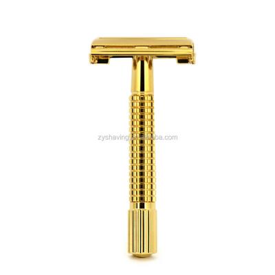 China Simple wholesale barber salon butterfly color gold ZY blade double edge shaving DE razor safety razor for sale