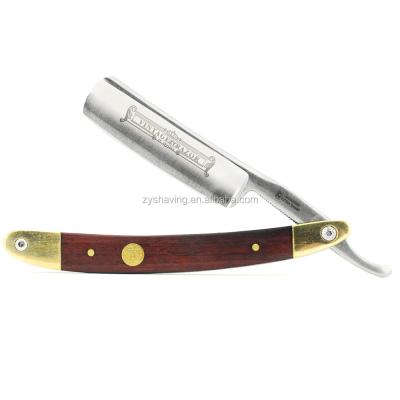 China ZY Barber Straight Razor With Wood Blade Single Handle Cut Throat Salon Barber Shop Knife for sale