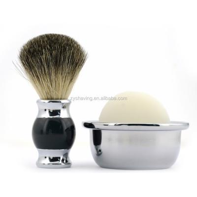 China ZY Men's 100% Stainless Steel Hair Shaving Brush Pure Soap Bowl Wet Shaving Set for sale