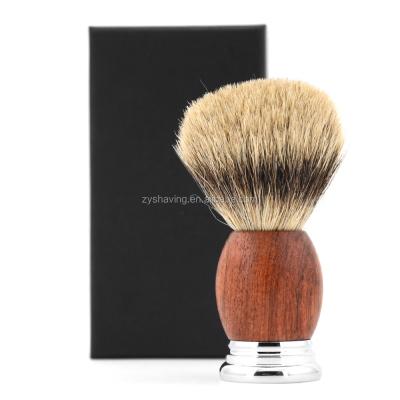 China Men's Rosewood Shaving Brush ZY Handle Finest Natural Badger Hair Wet Shaving Brush for sale