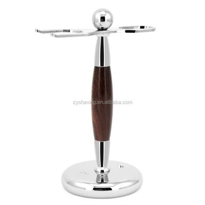 China ZY Shaving Brush Metal Wooden Handle Shaving Brush Holder Razor Stand for sale