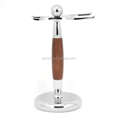 China Hot Sale Shaving Brush ZY Amazon Wood Handle Shaving Brush Razor Holder &Mental for sale