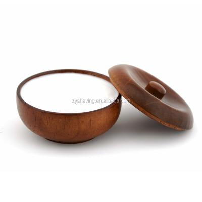 China 100% ZY 100g Natural Wooden Shaving Soap Wooden Bowl With Lid Barber Shop Salon for sale