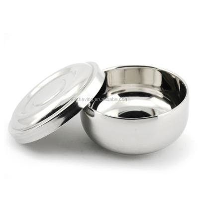 China High Quality Stainless Steel Double Layer Stainless Steel Shaving Soap Cup Bowl With Lid for sale