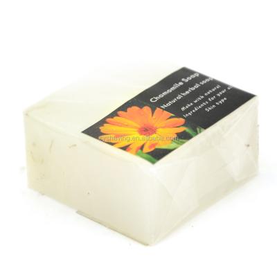 China Pure Natural Herbal Handmade Shrink Base Cleansing Pore Skin Clean Tightening Chamomile Soap for sale