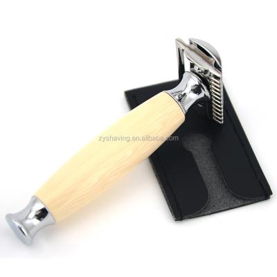 China Leatherette ZY OEM ODM Double Edge Blade Safety Shaving Razor With Case for sale