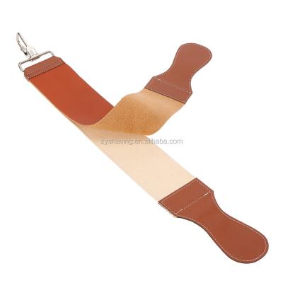 China Leather + Canvas ZY Leather Salon Barber Shaving 2 Layers Canvas Genuine Leather For Straight Razor for sale