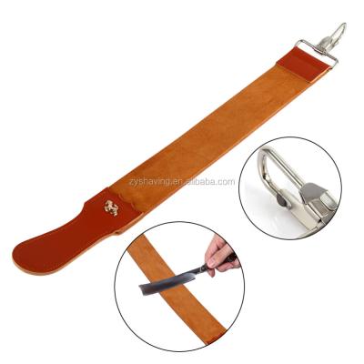 China Professional Straight Razors ZY Barber Shaving Genuine Leather Strop Straight Razor Sharpener Leather for sale