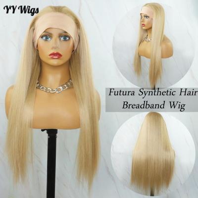 China Futura Silky Straight Headband Fiber Synthetic None Lace Wig Honey Blonde Color For Women Wear for sale