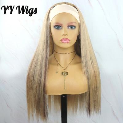 China Silky Straight Wigs Silky Straight Wave Turban Long Ombre Color Futura Hair Band Wig Heat Resistant Synthetic Hair Wigs For Black Women for sale