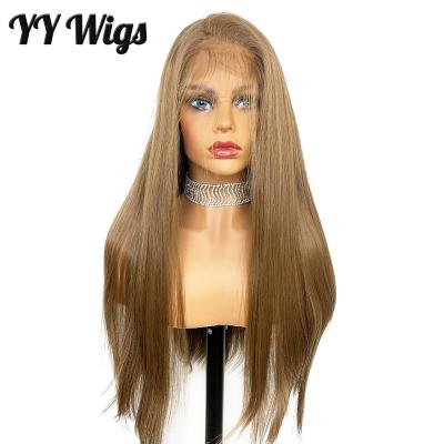 China De YY Long Futura Brown Silky Straight Lace Front Synthetic Wig 13x6 Wigs For Black Women for sale