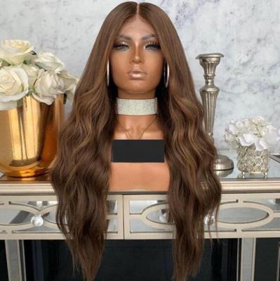 China Lace Front Wigs High Quality Natural Curly Brown Full Body Wave Long Hair for sale