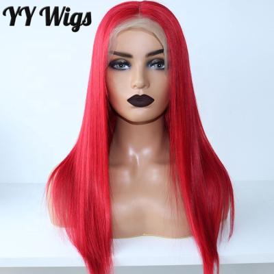 China Red Silky Straight Red Hair Wig Long Hair Full Lace Silky Straight Wig For Women Wear for sale