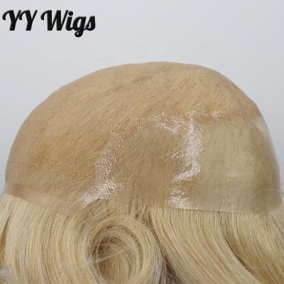 China Toupee 100% Remy Human Hair 613 Euro Remy Curly Men Blonde 6 Inch Lace Front Wigs Swiss Lightly PU Toupee for sale