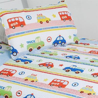 China Cartoon Printed Microfiber Kids Quilting / Bedspread Cartoon Car for sale